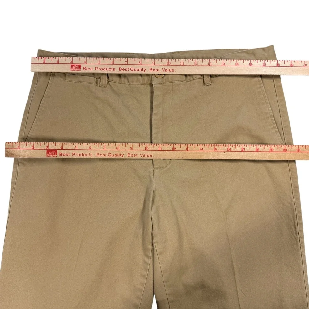 Linea Uomo LU Mens Khaki Pants W38 L32 Stretch Flat Front Camel Chino 36x29.5